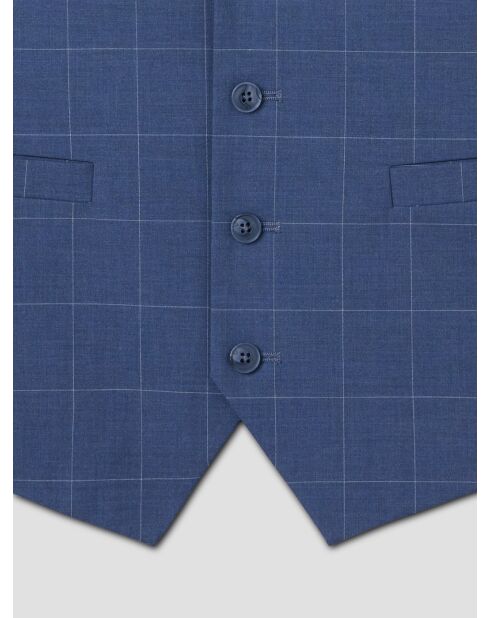Gilet de costume bistretch à carreaux bleu