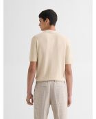 Polo col boutonné jeux de points beige clair