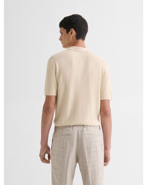 Polo col boutonné jeux de points beige clair