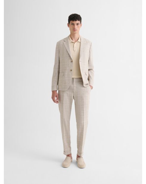 Polo col boutonné jeux de points beige clair