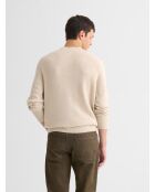 Sandbeiger Pullover mit V-Ausschnitt aus Wollmischung