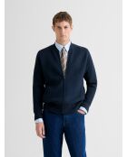 Cardigan zippé en coton cachemire bleu marine