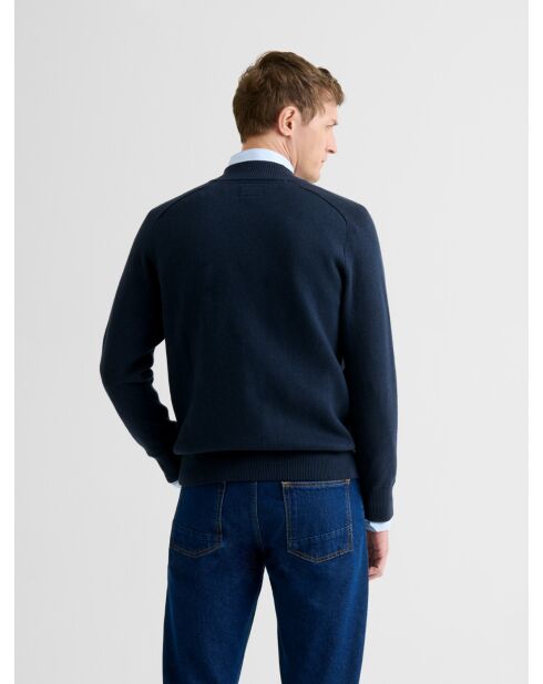 Cardigan zippé en coton cachemire bleu marine