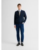 Cardigan zippé en coton cachemire bleu marine