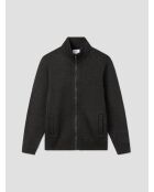 Cardigan col montant zippé chiné anthracite chiné
