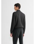Cardigan col montant zippé chiné anthracite chiné