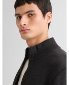 Cardigan col montant zippé chiné anthracite chiné