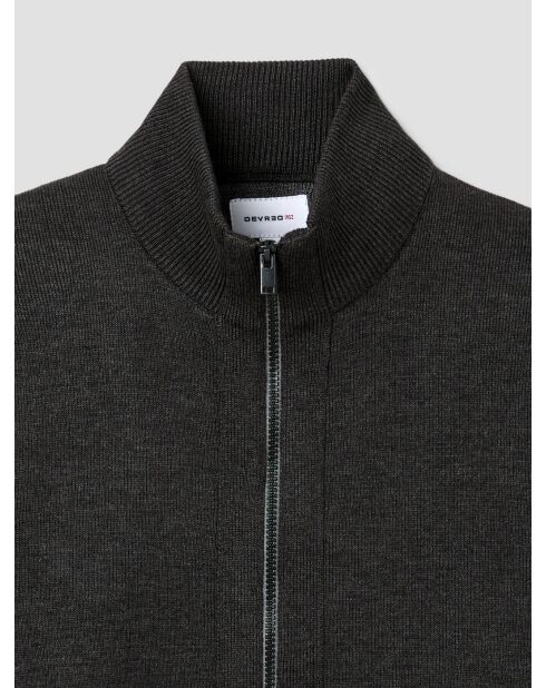 Cardigan col montant zippé chiné anthracite chiné