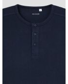 Marineblaues Indoor-Homewear-Top mit tunesischem Kragen