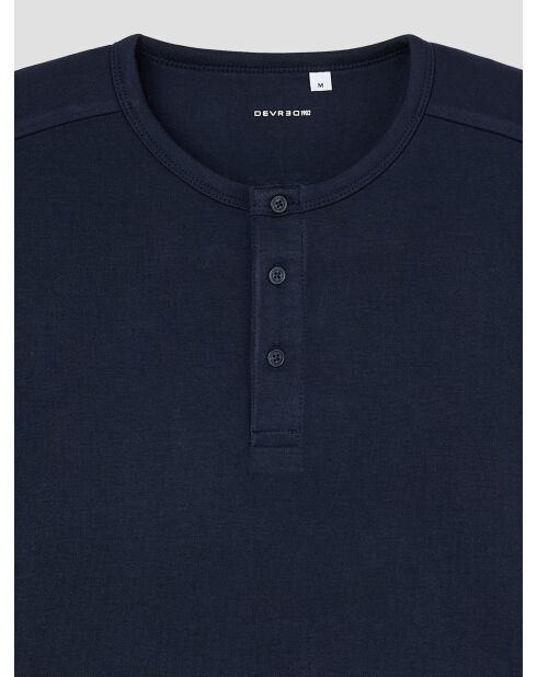 Marineblaues Indoor-Homewear-Top mit tunesischem Kragen