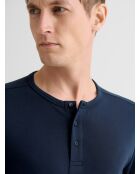 Marineblaues Indoor-Homewear-Top mit tunesischem Kragen