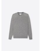 Pull col rond en laine Mérinos gris chiné clair