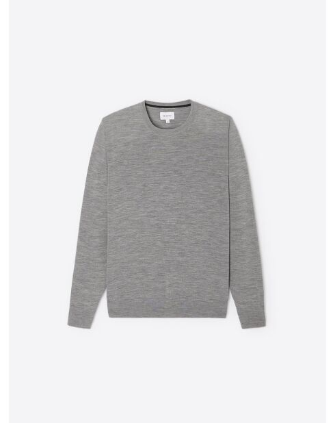 Pull col rond en laine Mérinos gris chiné clair