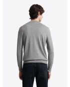 Pull col rond en laine Mérinos gris chiné clair