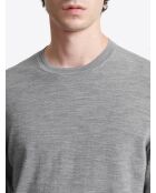 Pull col rond en laine Mérinos gris chiné clair