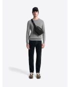 Pull col rond en laine Mérinos gris chiné clair