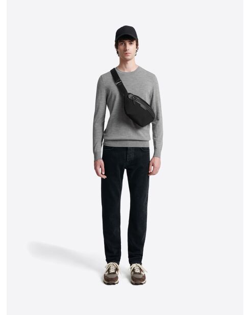 Pull col rond en laine Mérinos gris chiné clair