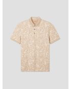 Polo boutonné en jacquard ivoire