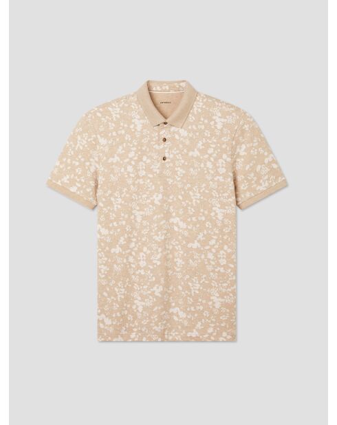 Polo boutonné en jacquard ivoire