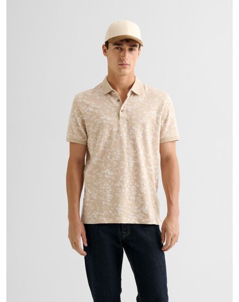 Polo boutonné en jacquard ivoire