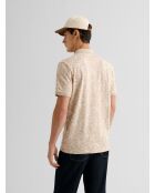 Polo boutonné en jacquard ivoire