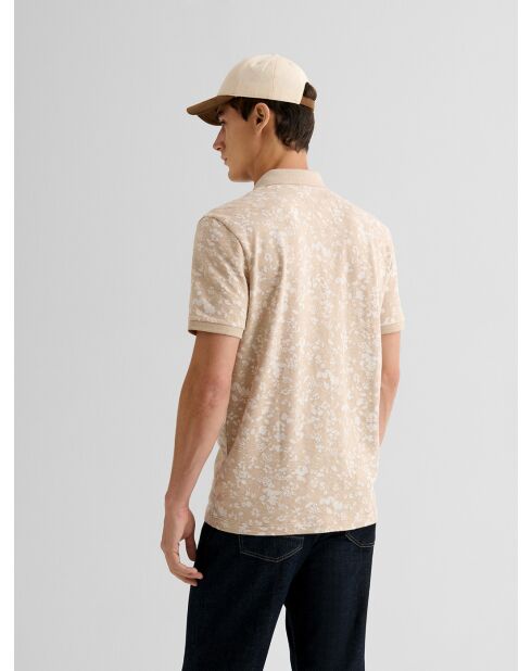 Polo boutonné en jacquard ivoire