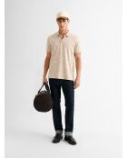 Polo boutonné en jacquard ivoire