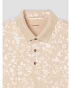 Polo boutonné en jacquard ivoire