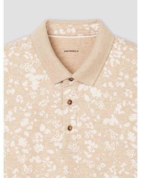 Polo boutonné en jacquard ivoire