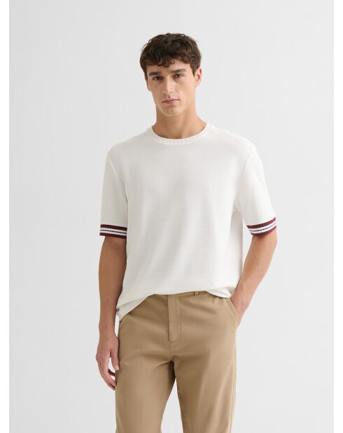 Polo col rond en coton blanc neige