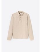 Polo boutonné en jacquard ivoire