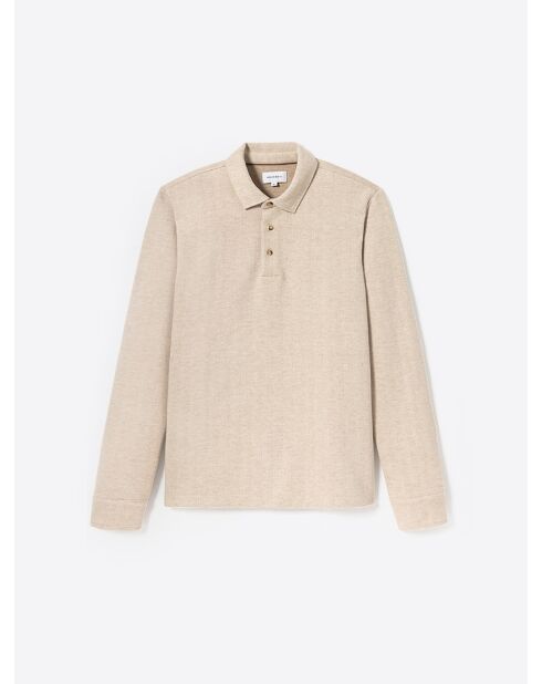 Polo boutonné en jacquard ivoire