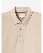 Polo boutonné en jacquard ivoire