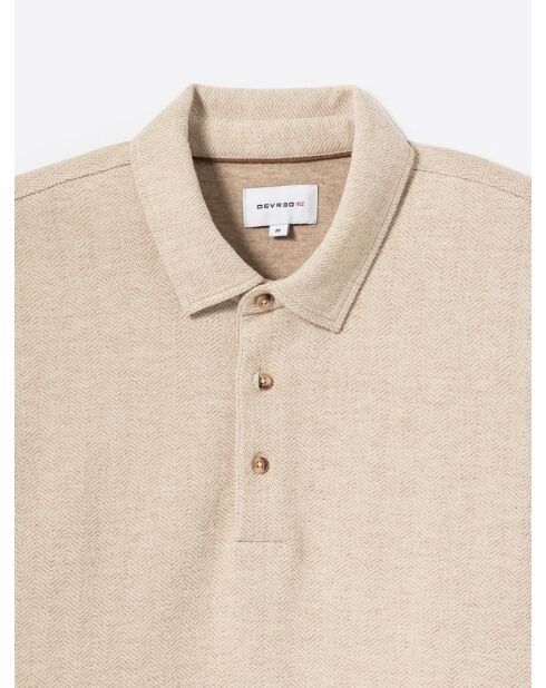 Polo boutonné en jacquard ivoire