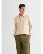 Polo boutonné en jacquard ivoire