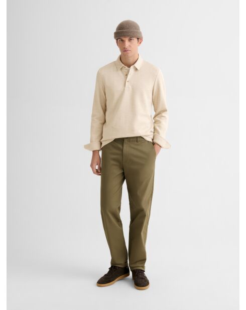 Polo boutonné en jacquard ivoire