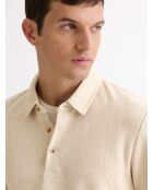 Polo boutonné en jacquard ivoire