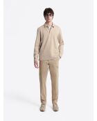 Polo boutonné en jacquard ivoire