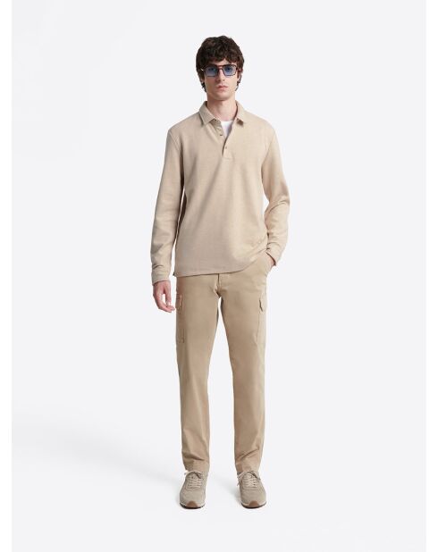 Polo boutonné en jacquard ivoire