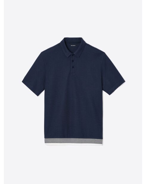 Polo boutonné bleu marine