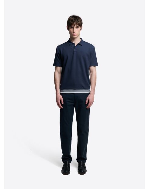 Polo boutonné bleu marine