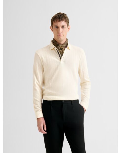 Polo boutonné en coton ficelle