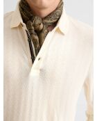 Polo boutonné en coton ficelle