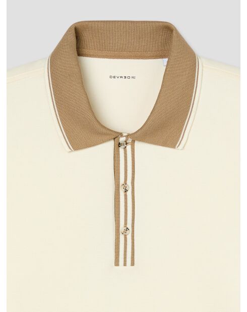 Polo manches longues col boutonné ivoire