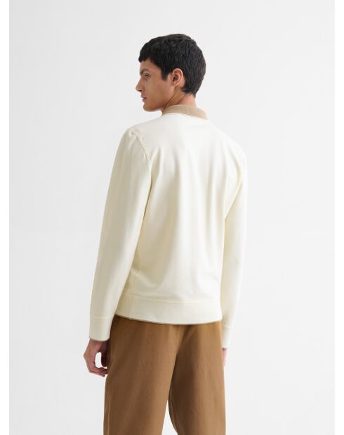 Polo manches longues col boutonné ivoire