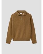 Maglione con collo trucker in misto lana nocciola