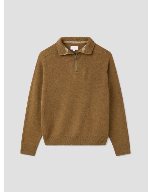 Maglione con collo trucker in misto lana nocciola
