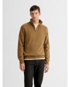 Maglione con collo trucker in misto lana nocciola