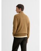 Maglione con collo trucker in misto lana nocciola