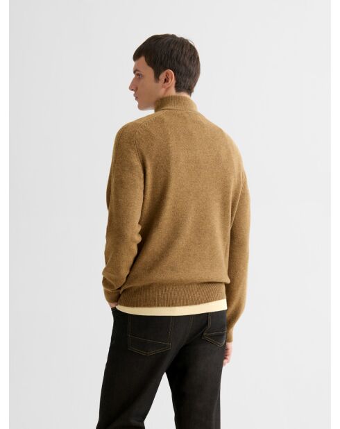 Maglione con collo trucker in misto lana nocciola